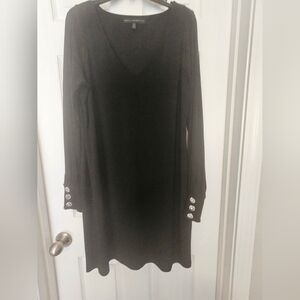 White House Black Market Black Rhinestone Embellished Shift Dress Sz: LP